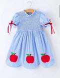 Back To School Apple Girls Smocked Dress