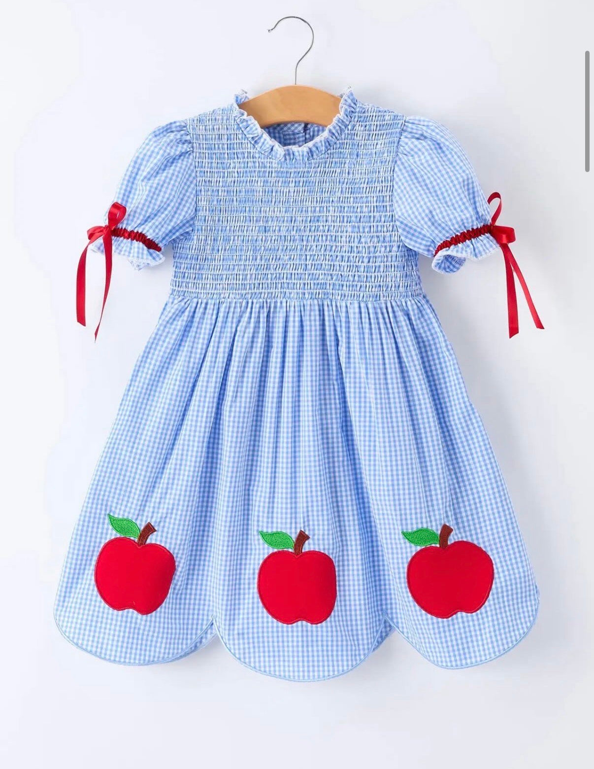 Back To School Apple Girls Smocked Dress
