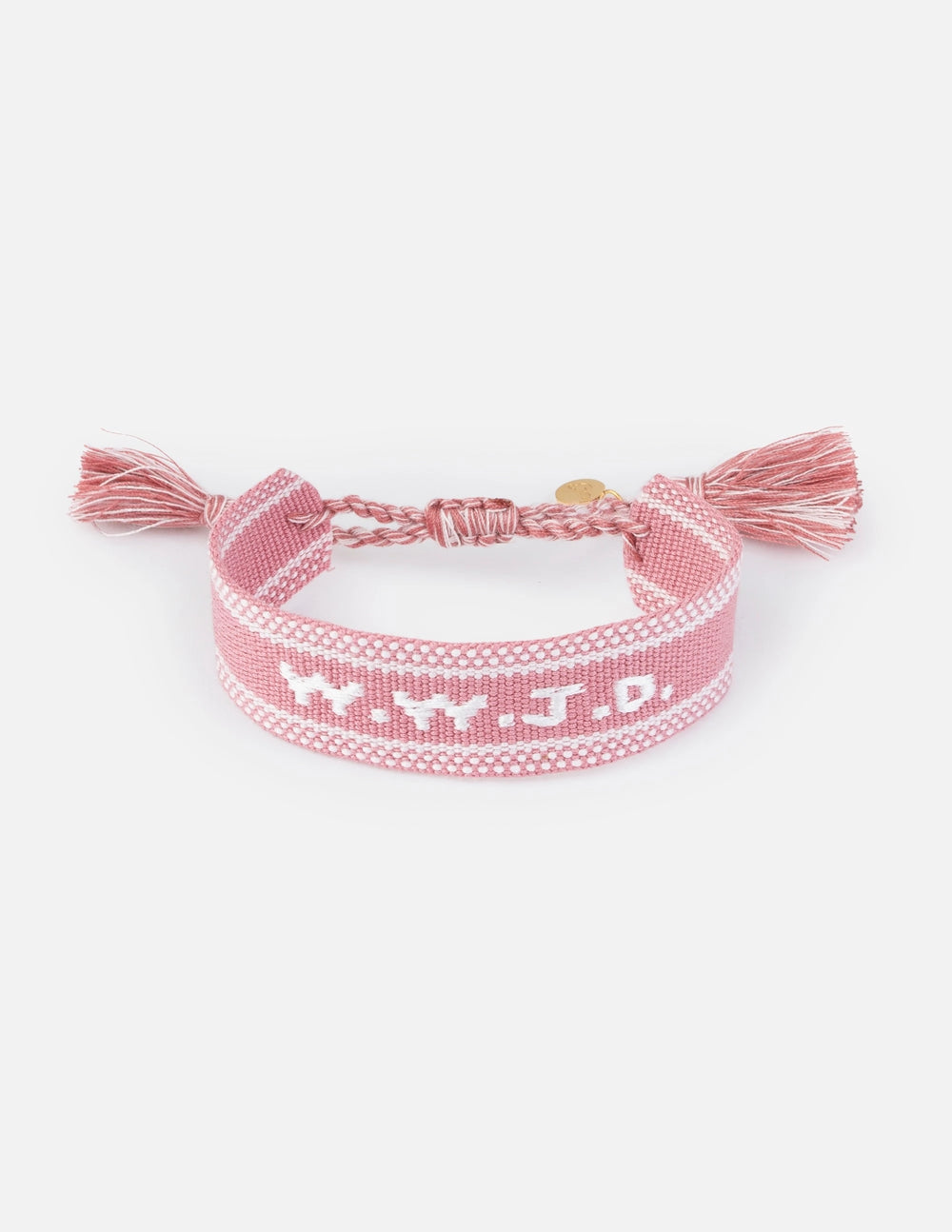 Pink Embroidered WWJD Bracelet