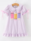 Purple Embroidered Pencil Back to School Dress