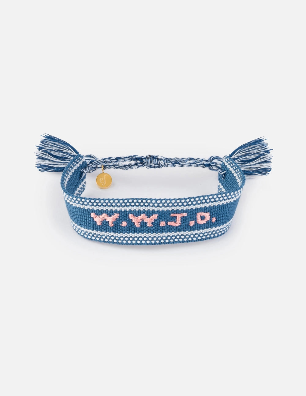 Blue Embroidered WWJD Bracelet